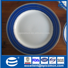 Bordures bleues riz super blanc porcelaine vaisselle plats bleu-et-blanc